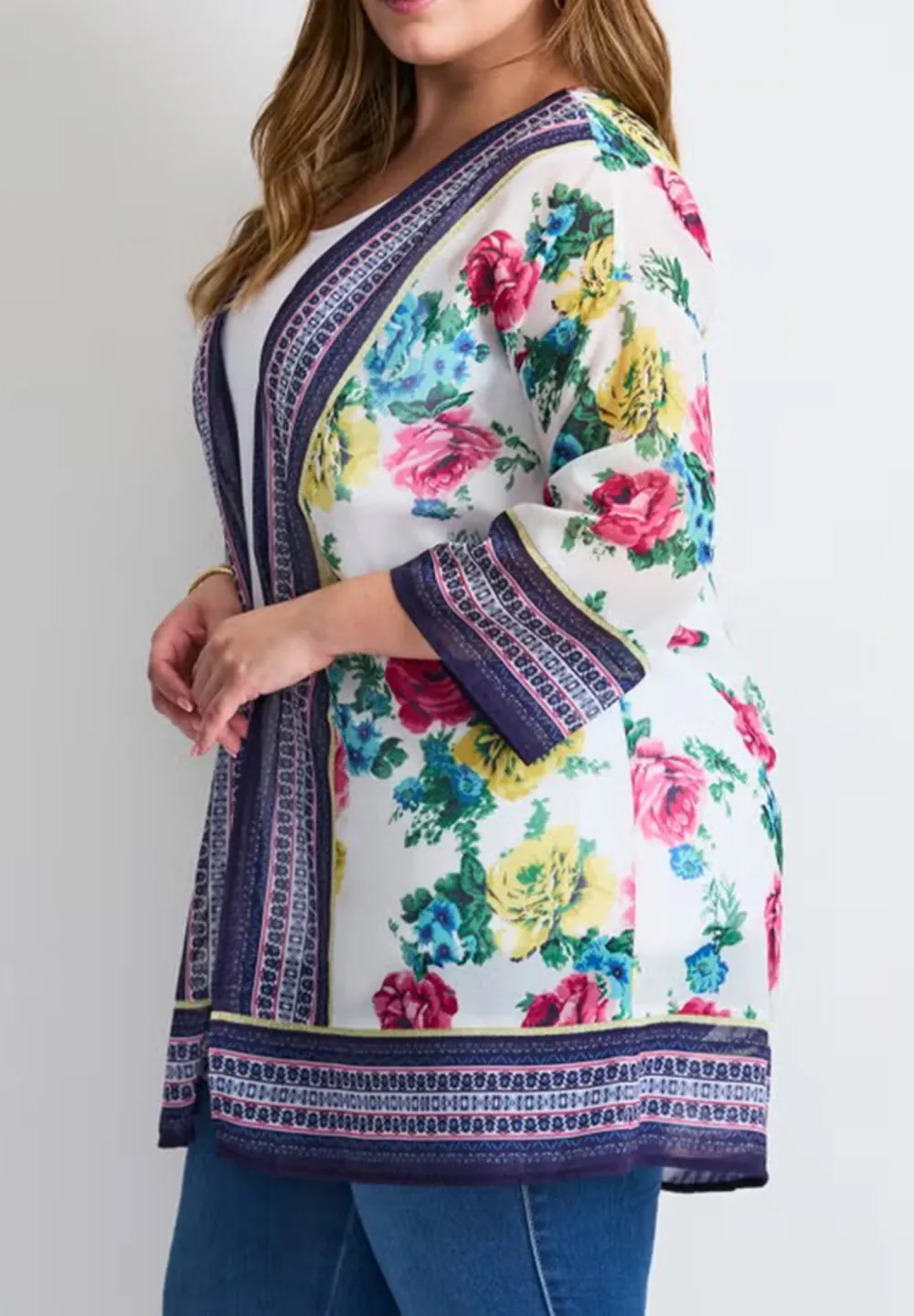 Color Blocked Border Cardigan