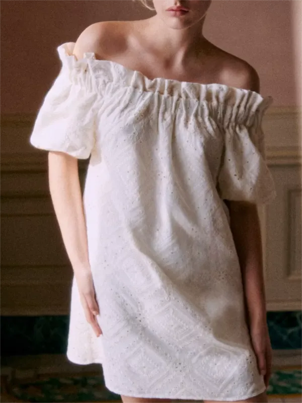 Neckline With Ruffle Dress