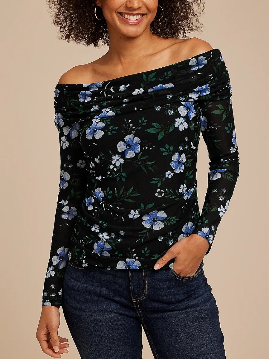 Ruched Floral Bodice Top