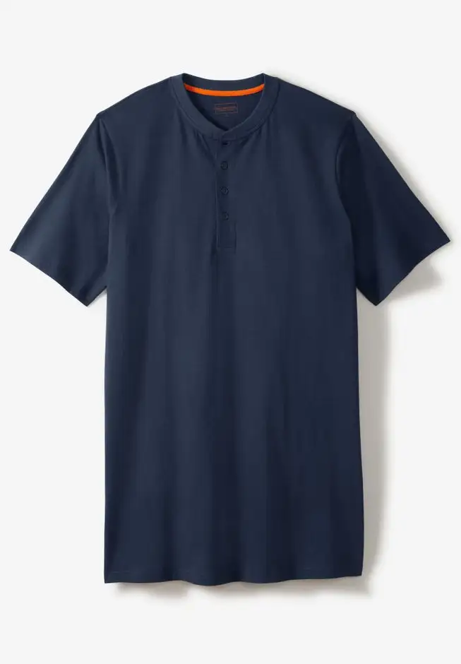 Heavyweight Longer-Length Short-Sleeve Henley Shirt