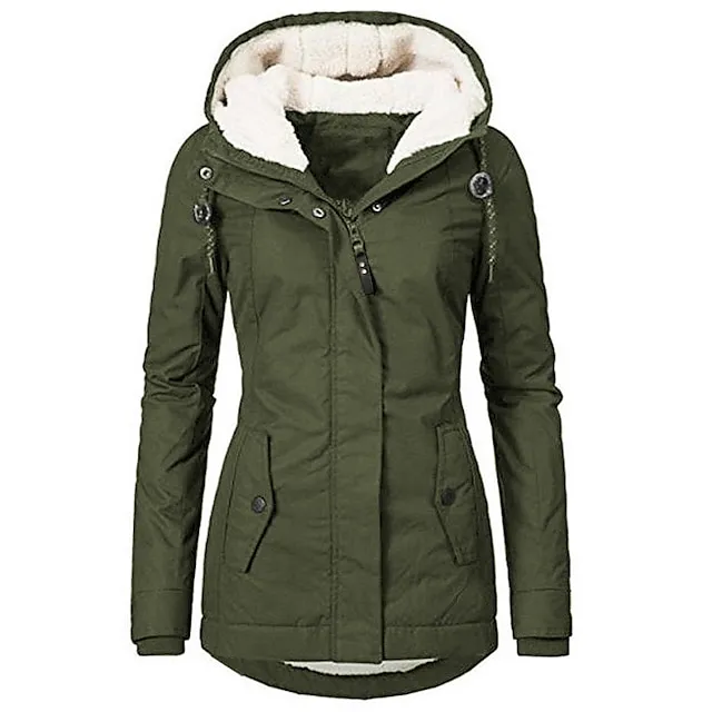 Women's Winter Warm Waterproof Parka - Full-Zip Hooded Puffer Coat