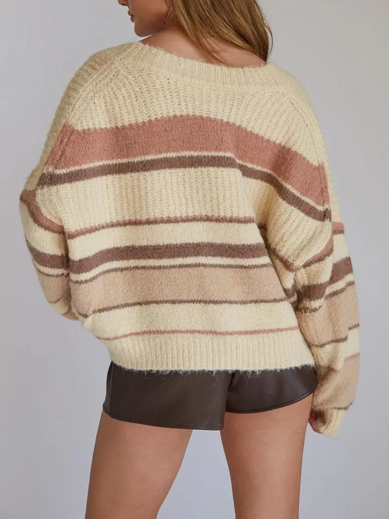 Alden Stripe Knit Button Up Cardigan