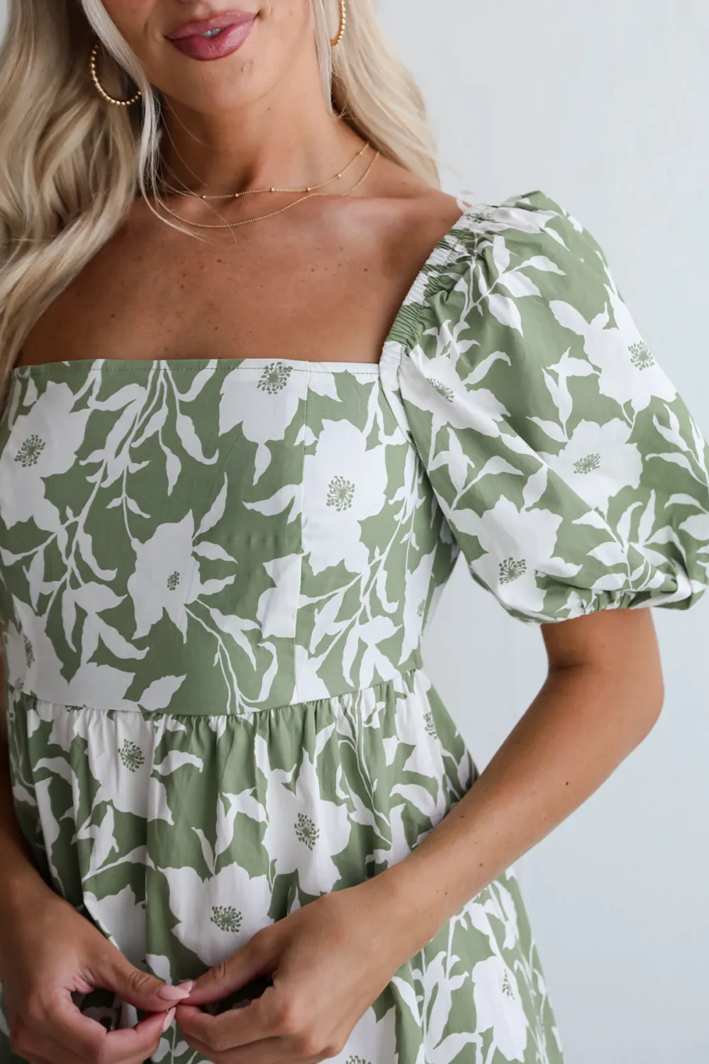 Modern Sweetheart Sage Floral Maxi Dress