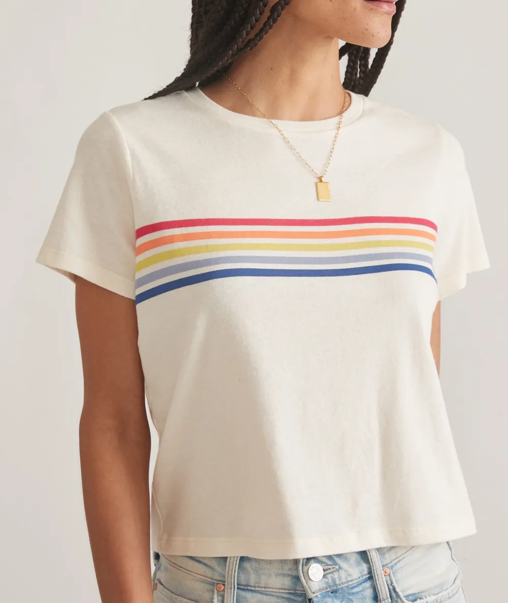 Short Sleeve Striped Graphic Tee
