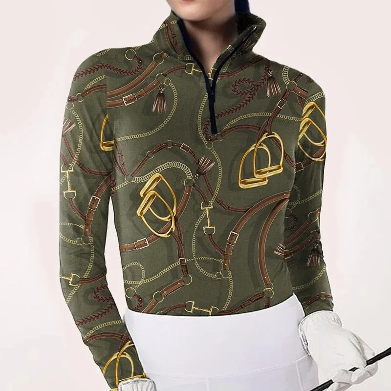 Women's Equestrian Print Long Sleeve Shirt