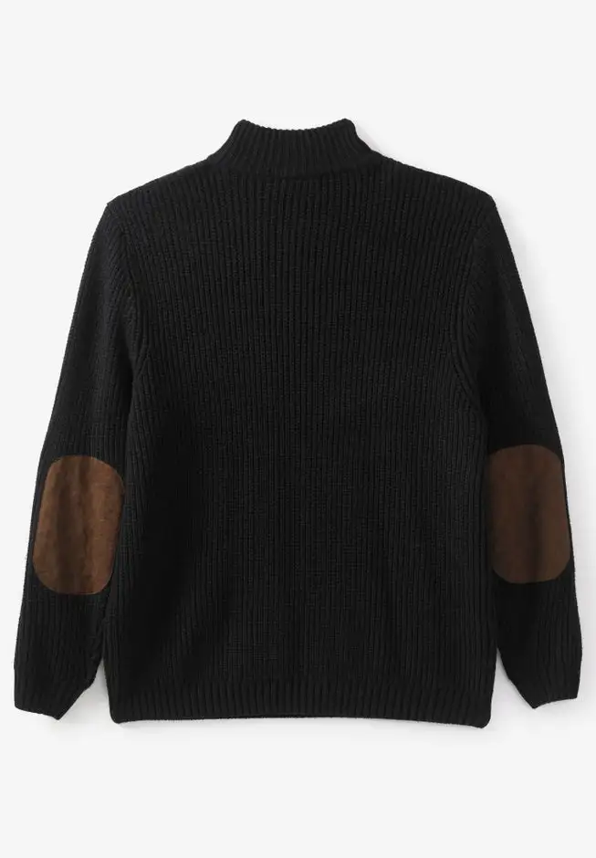 Patch Sweater with Mock Neck
