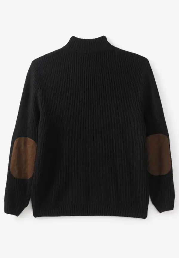 Patch Sweater with Mock Neck