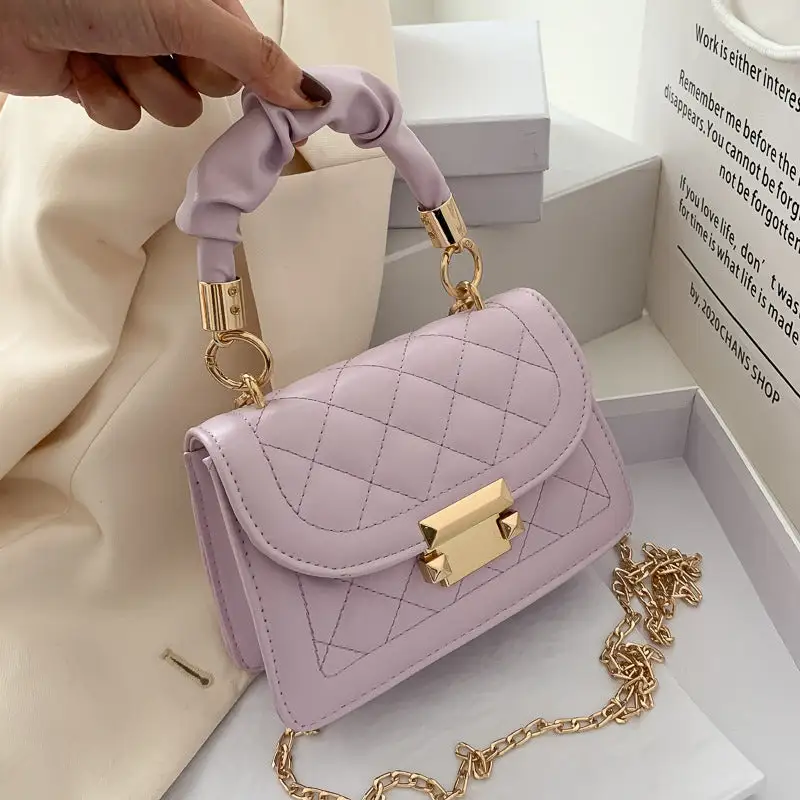 Faux Leather Chain Strap Crossbody Bag