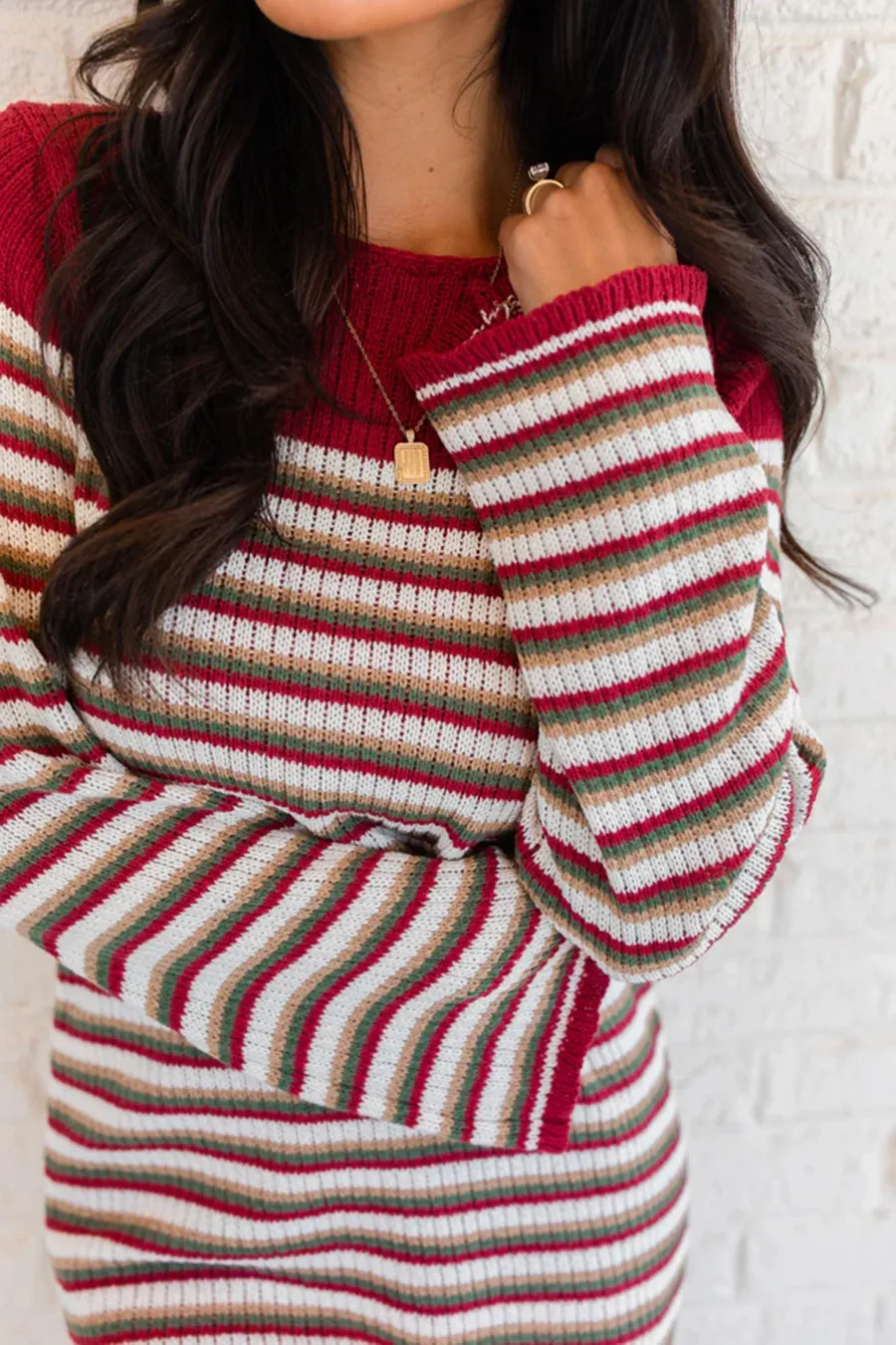 Multi Striped Knit Sweater Dress