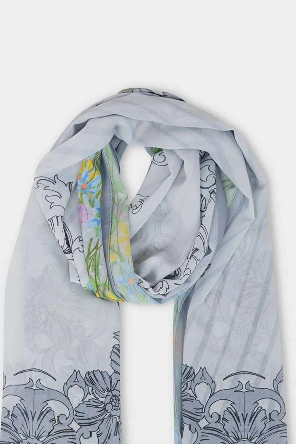 Elegant Floral Pattern Silk Scarf For Ladies