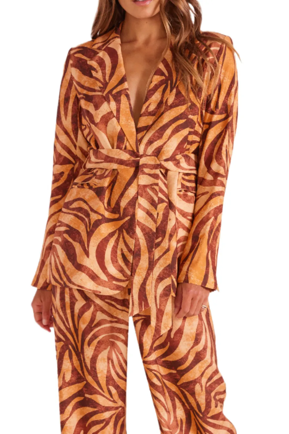 Orange Basic Comfort Slim Fit Lace-Up Jacket