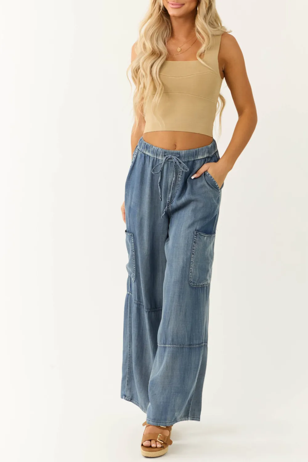 Latte Square Neck Thick Knit Tank Top