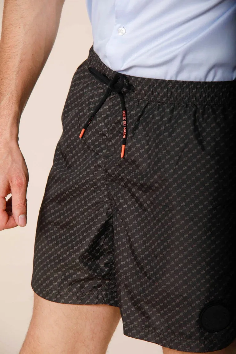 Men's Black Polyester Elastic Waist Regular Fit Swimsuit