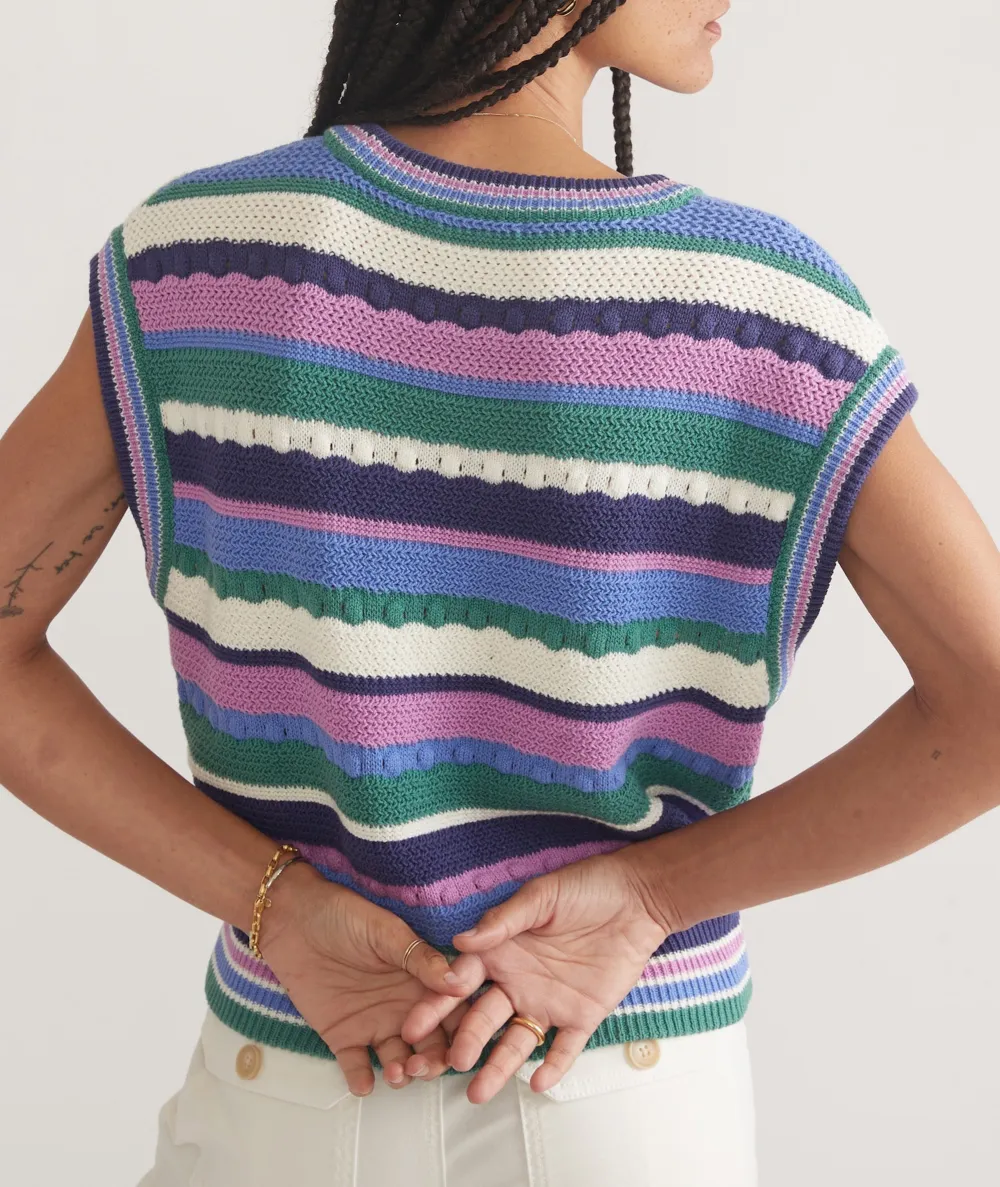 Sleeveless Multicolored Striped Knit Vest