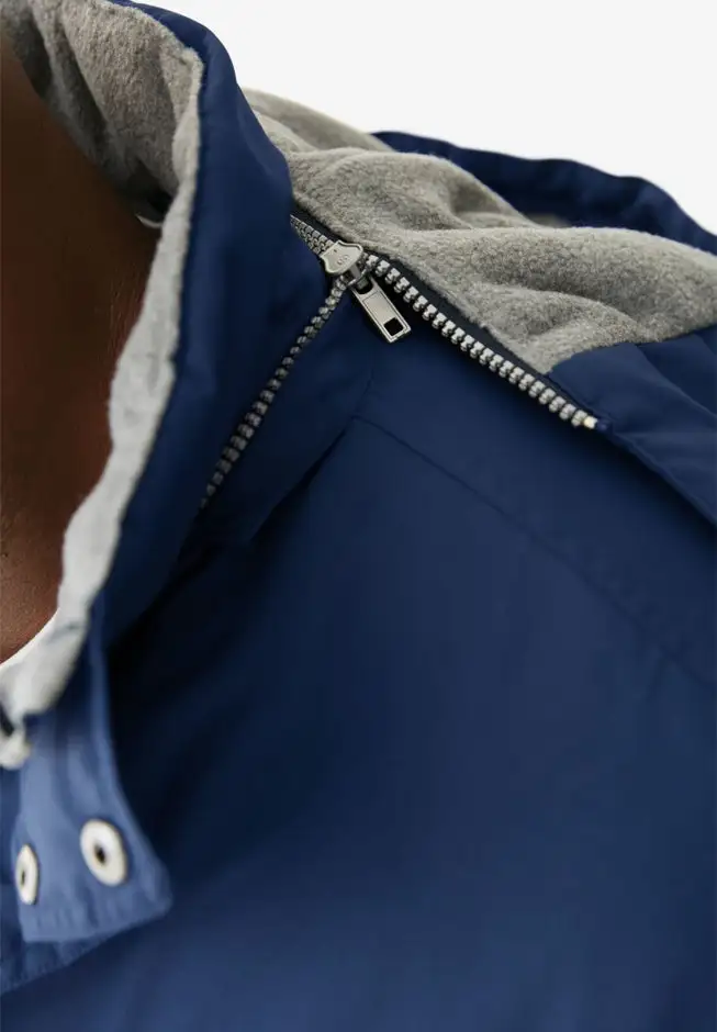 Fleece-Lined Parka with Detachable Hood and 6 Pockets