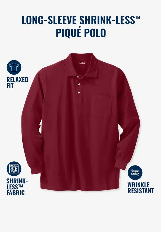 Long-Sleeve Shrink-Less™ Cotton Polo
