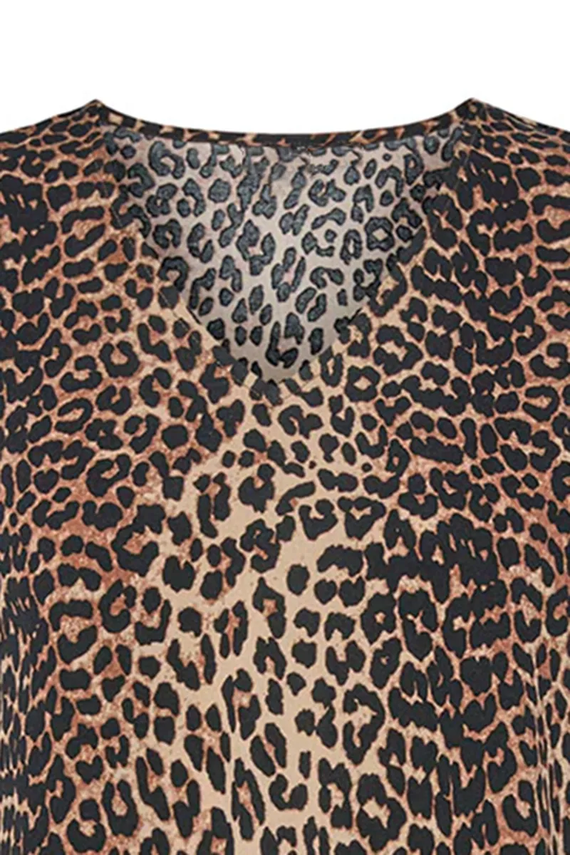 Leopard V-Neck Sleeveless Tops