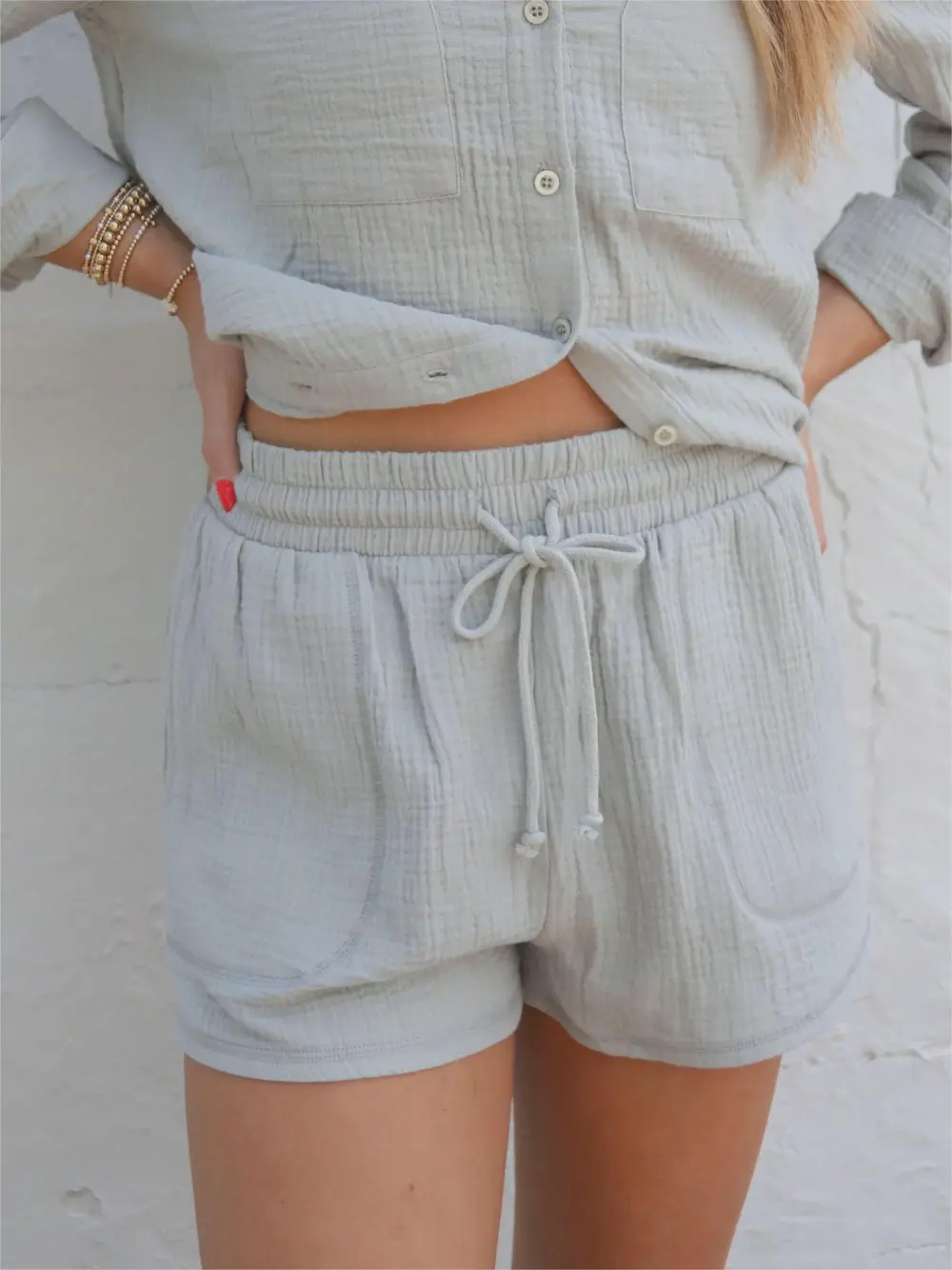 Light Gray Drawstring Shorts
