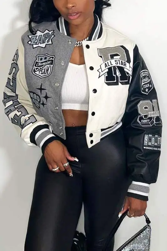 Apex Two-Tone Cropped Varsity Jacket