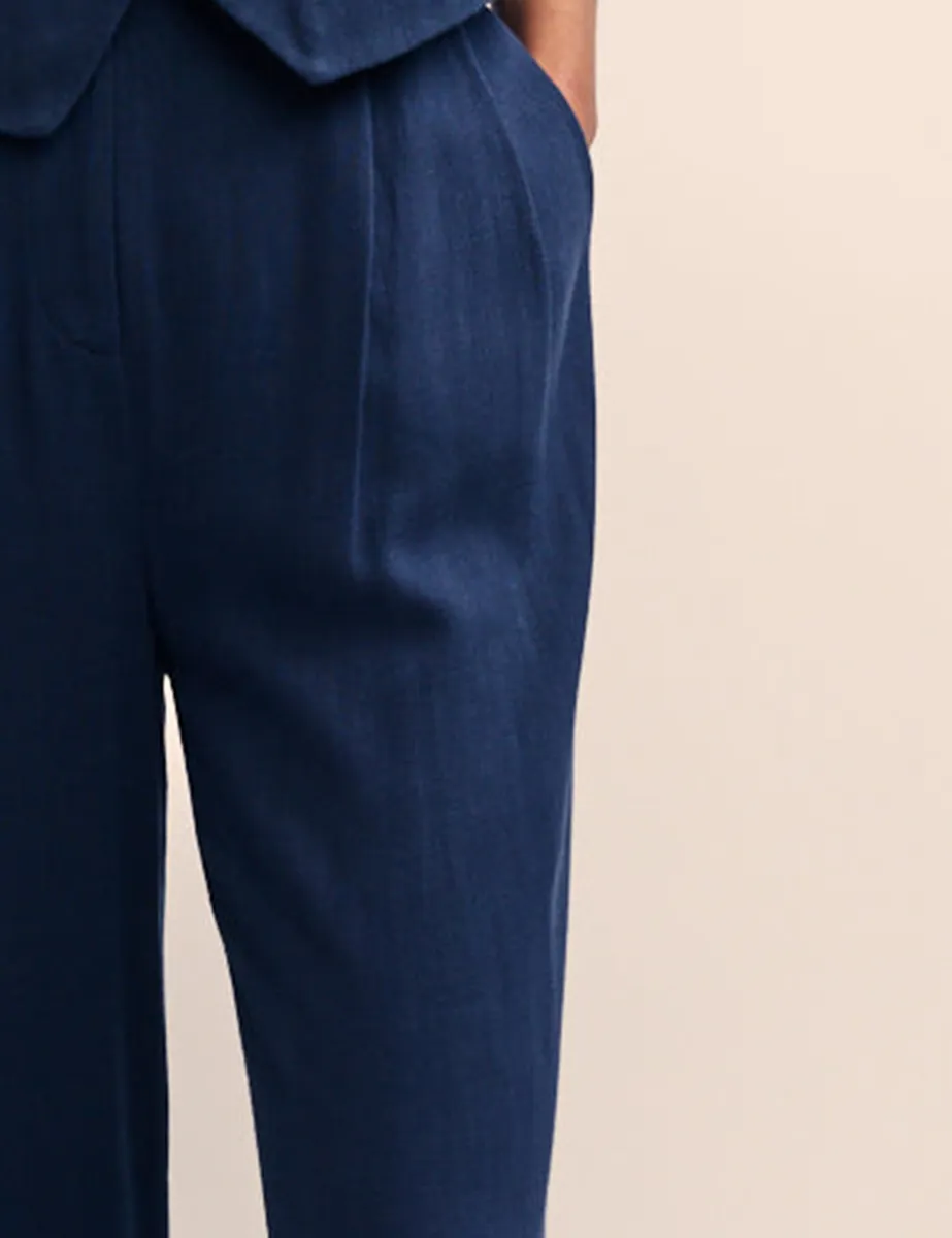 Navy Relaxed Tailored Trousers