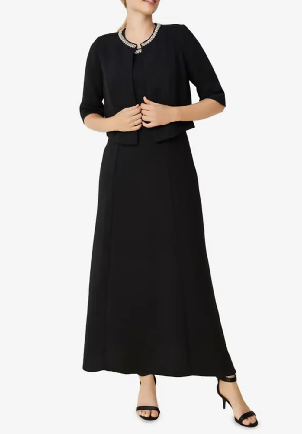 Crew Neck Beaded Jacket Dress