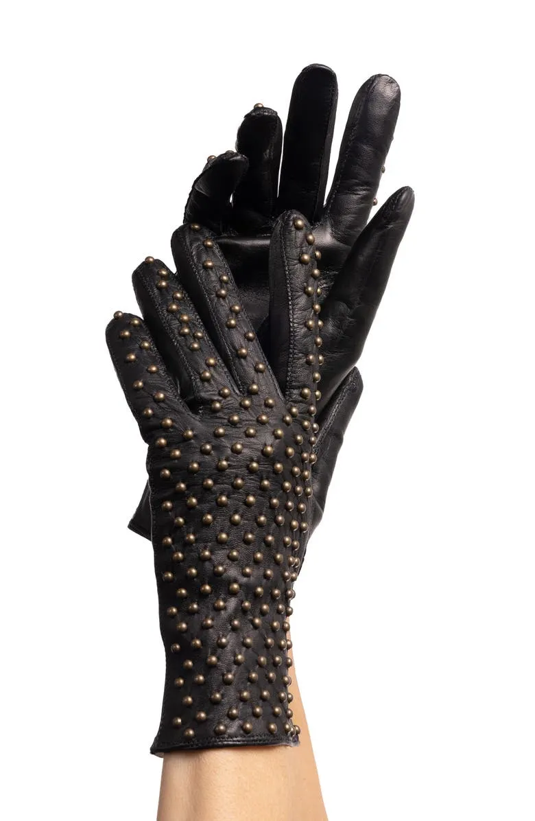 Kelly Studded Leather Gloves
