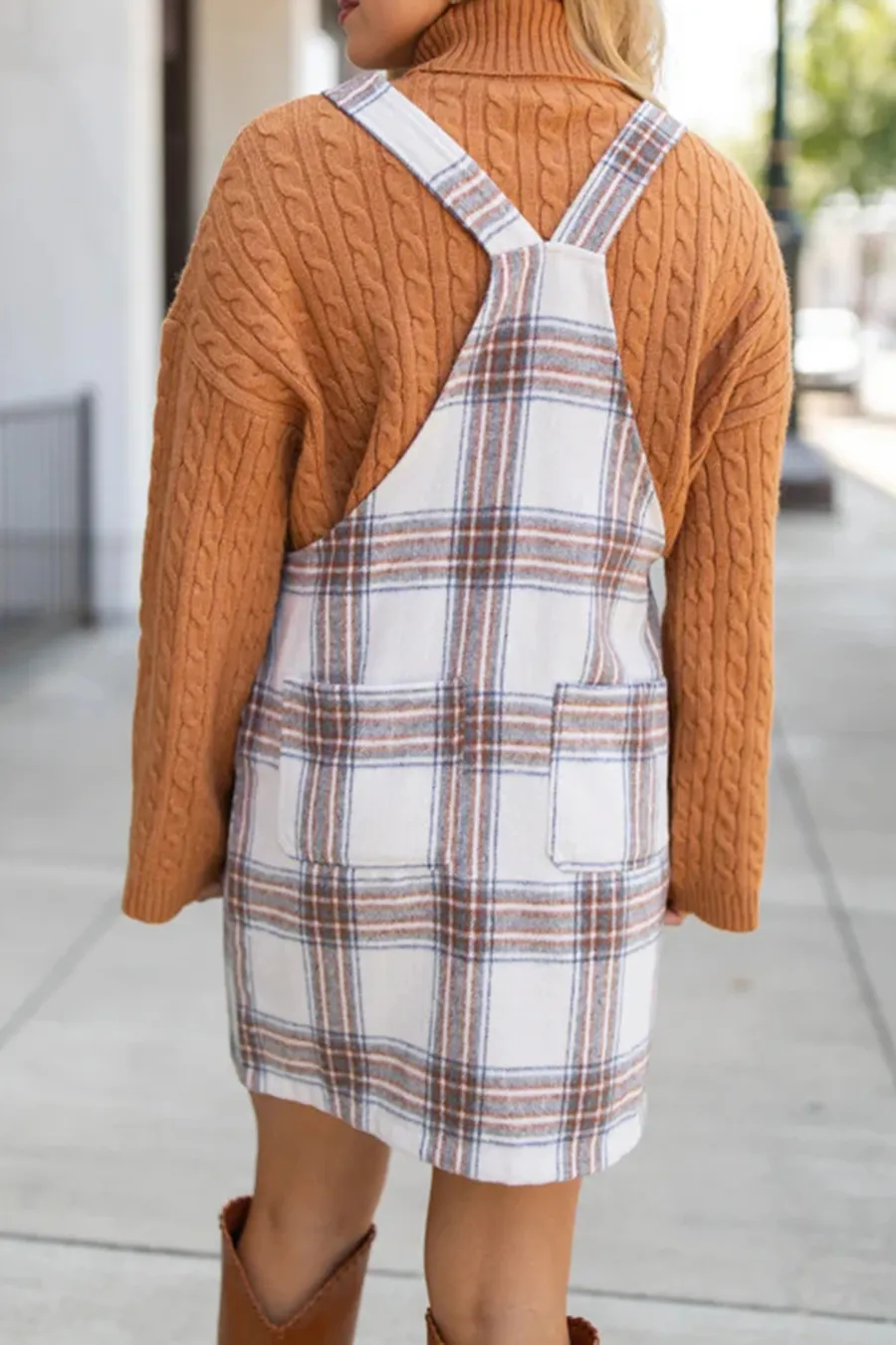 Plaid Overall Mini Dress