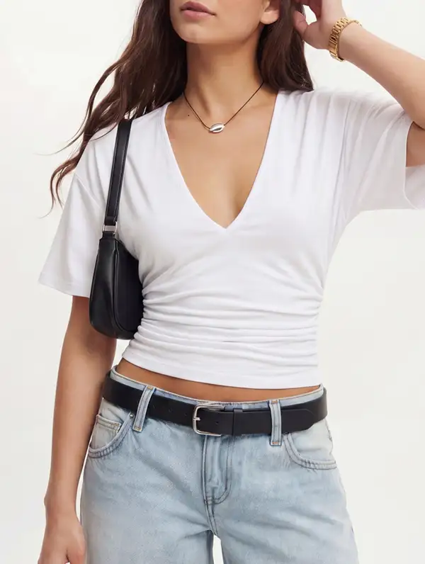 Waist Cinched Short-Sleeve T-Shirt