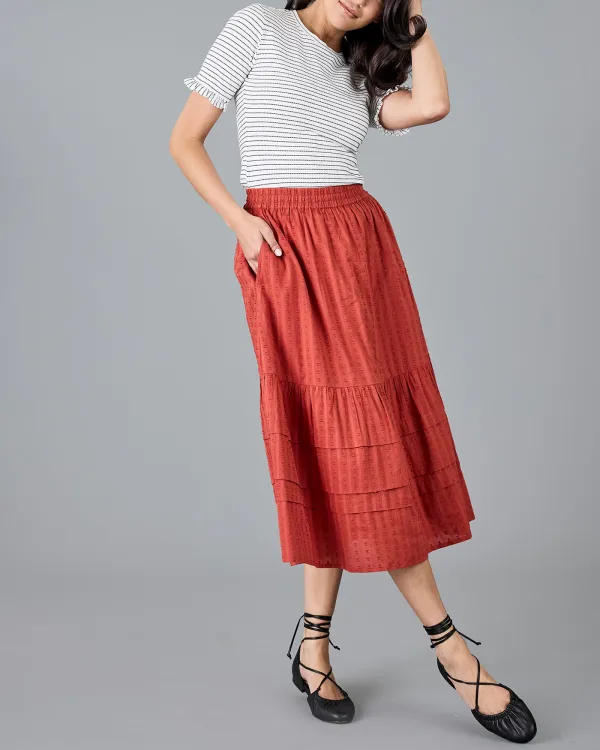 Red High Waisted Skirt