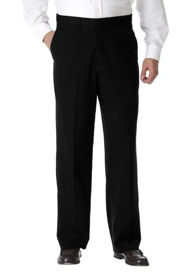 KS Signature No Hassle Classic Fit Expandable Waist Plain Front Dress Pants
