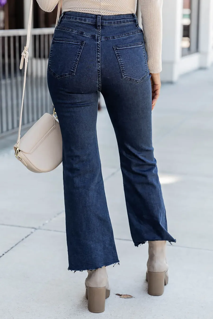 Dark Wash Button Fly Straight Leg Jeans