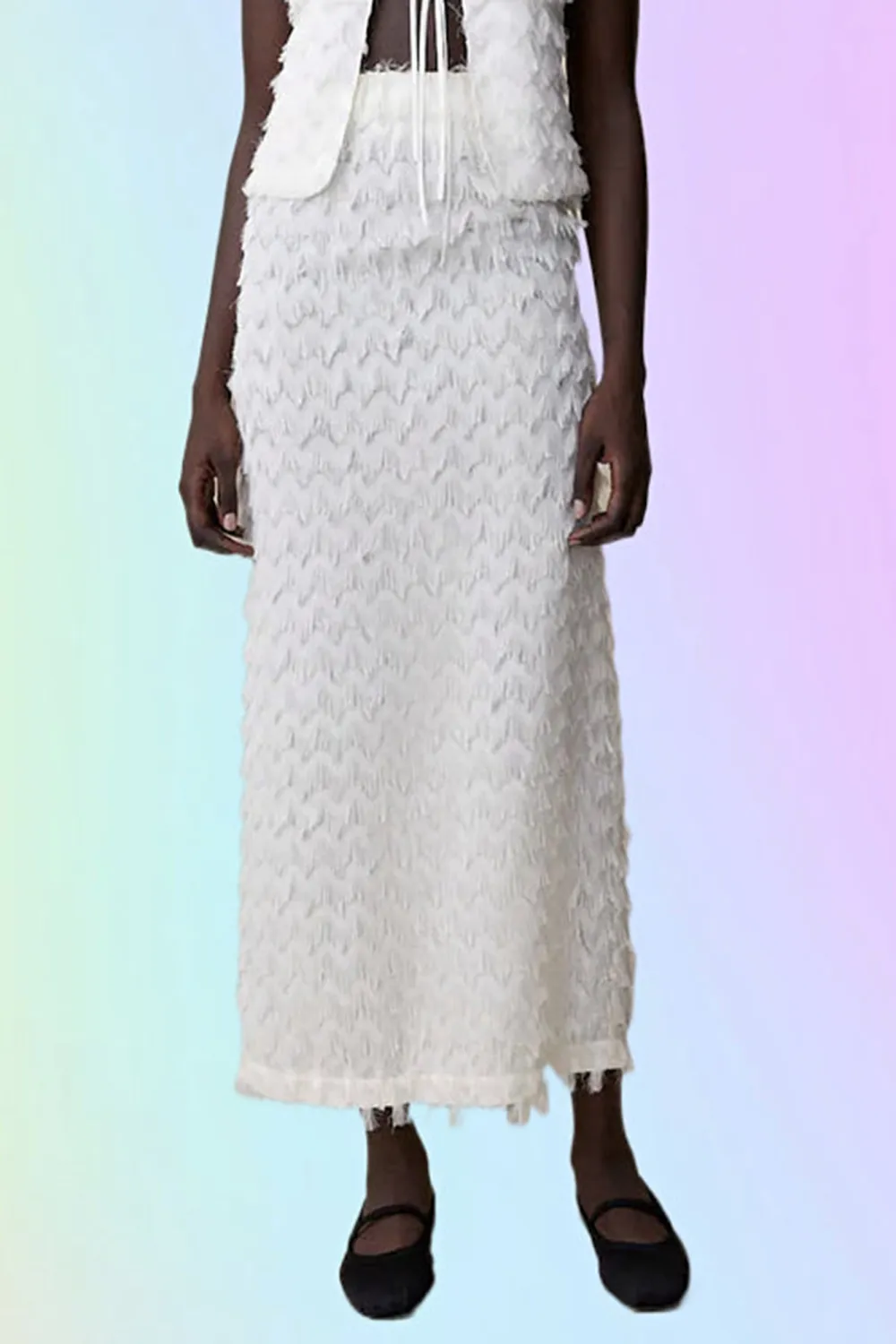 White Minimalist Soft Breathable Texture Skirt