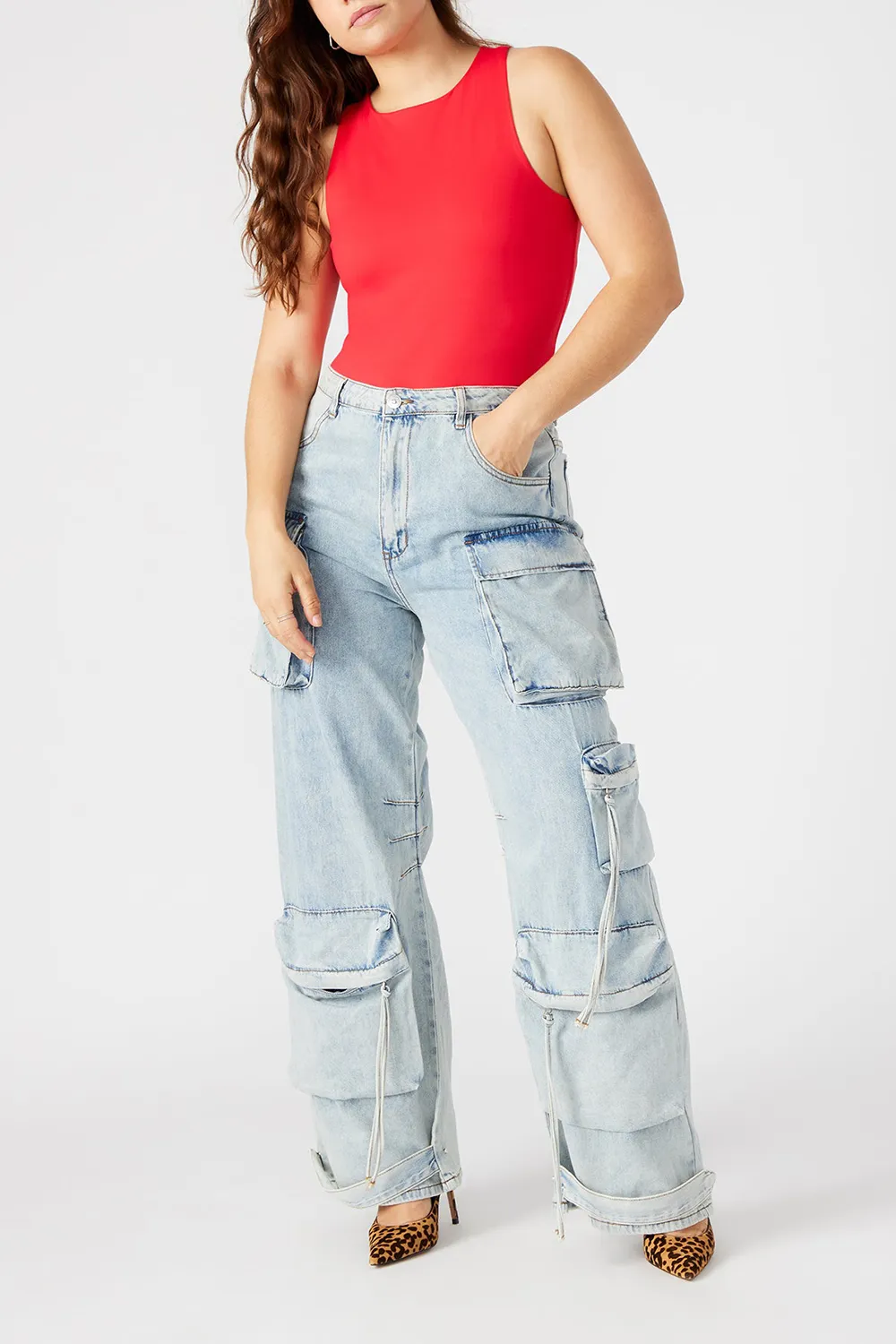Crew Neck Bodysuit Red