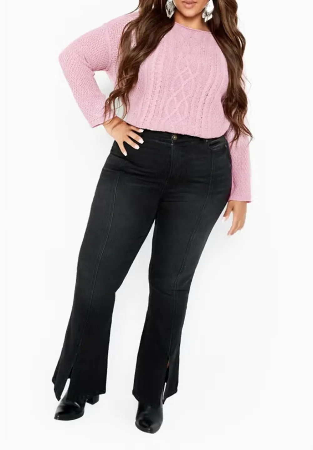 Solid Color Fitted Sweater