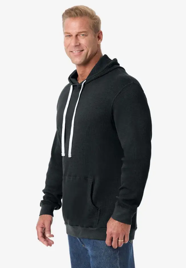 Waffle-Knit Thermal Hoodie