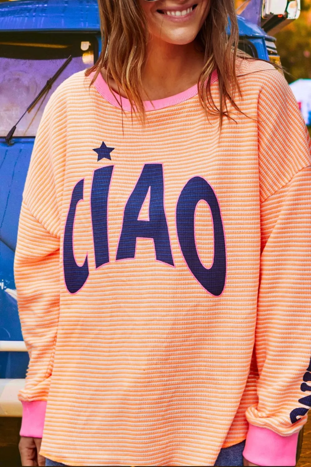 Orange Classic  Stripe Long-Sleeved Tees