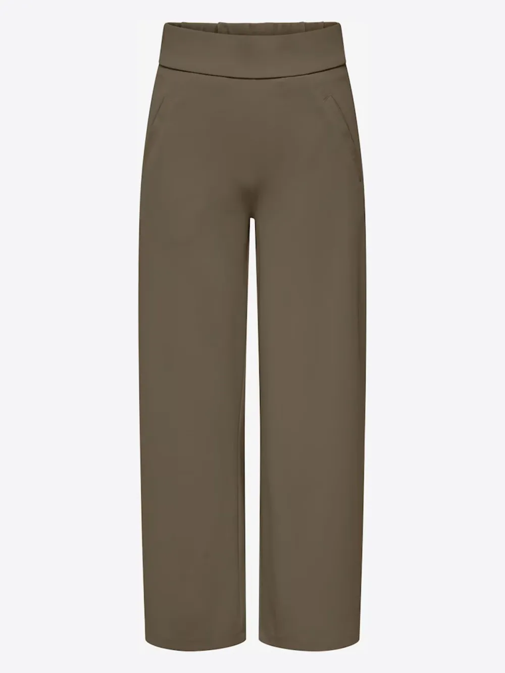 Wide-Leg Smooth Fabric Casual Style Pants