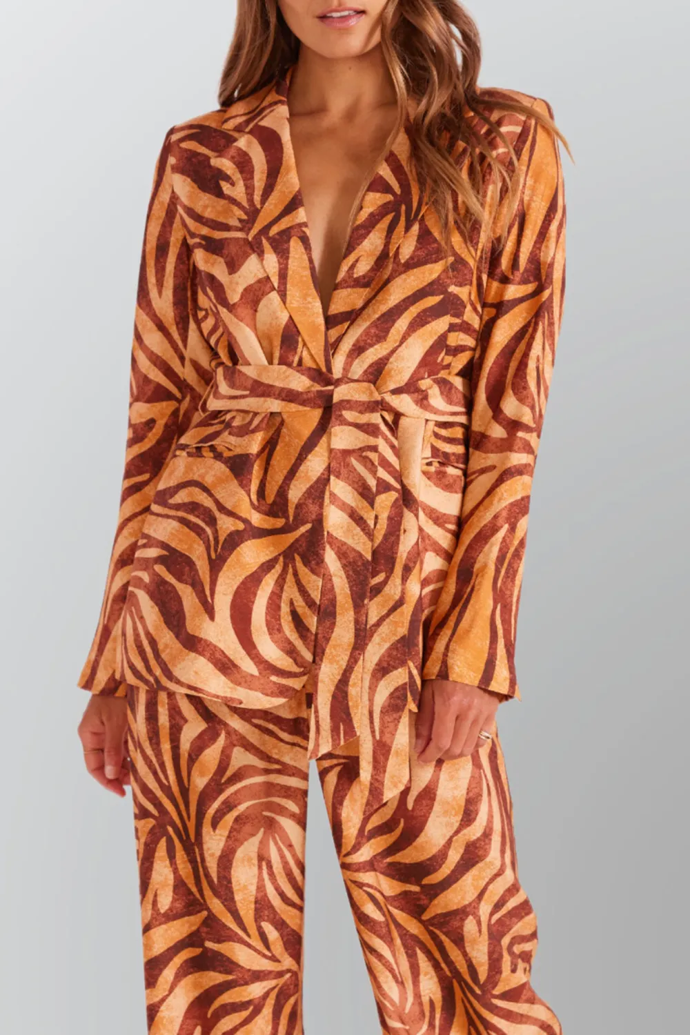 Orange Basic Comfort Slim Fit Lace-Up Jacket