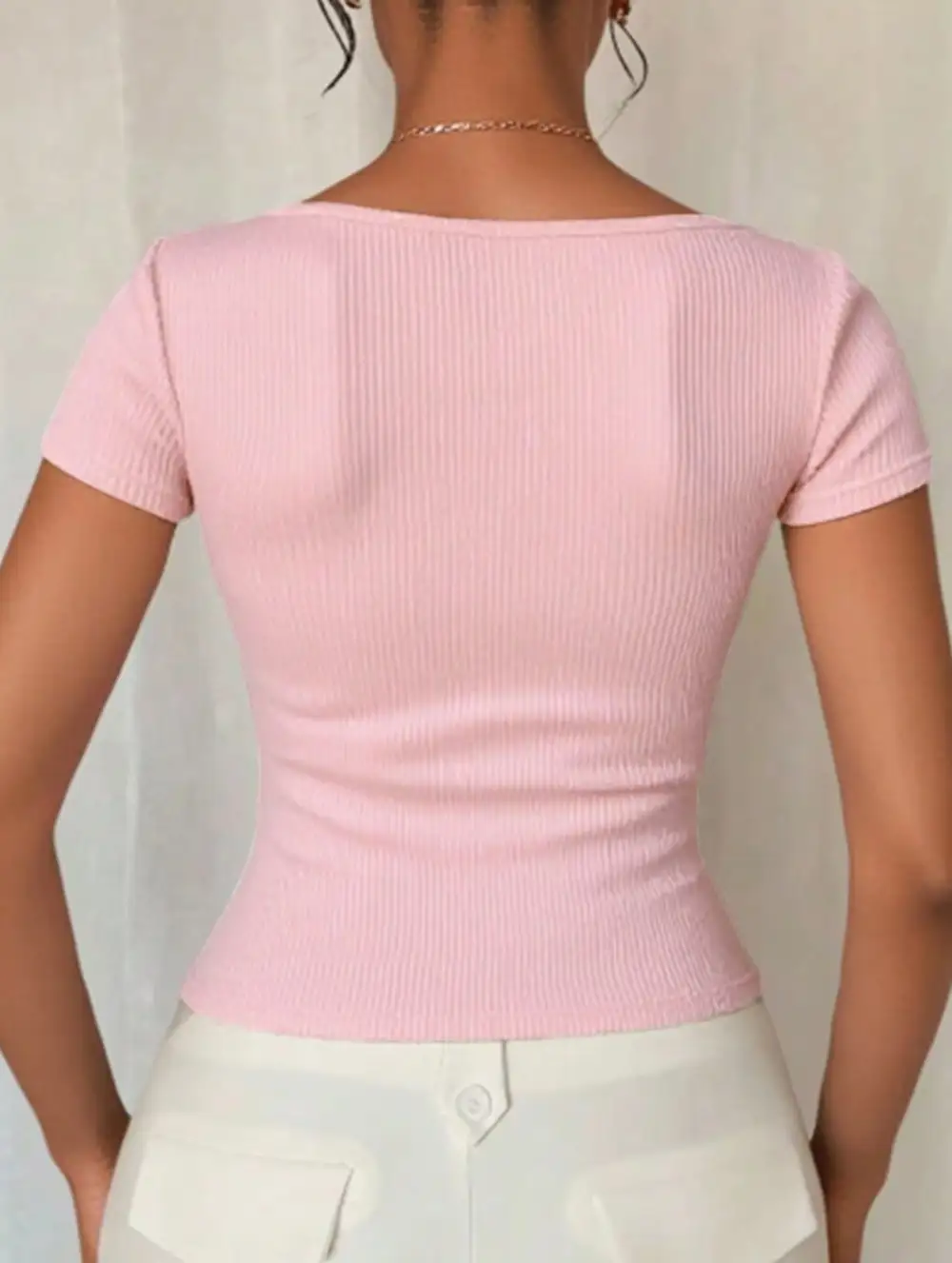 Bow One Shoulder Slim-Fit T-Shirt