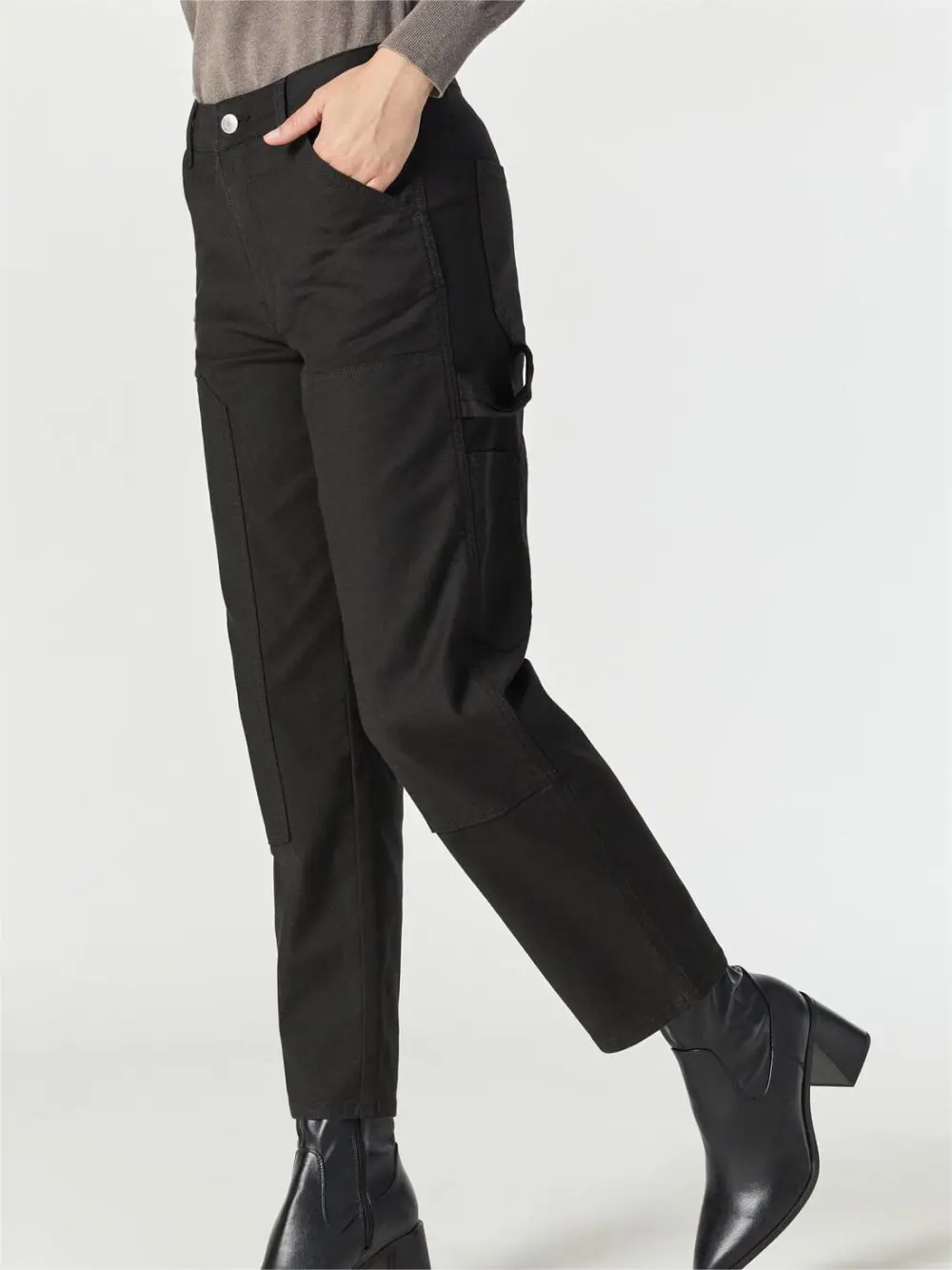 Casual Style Straight Leg Black Pants