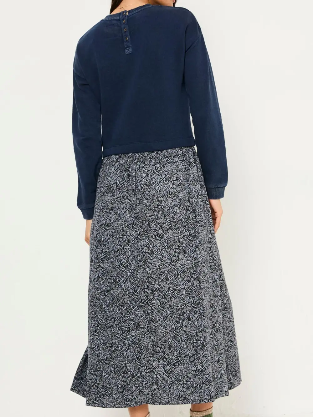 Navy Floral Midi Dress