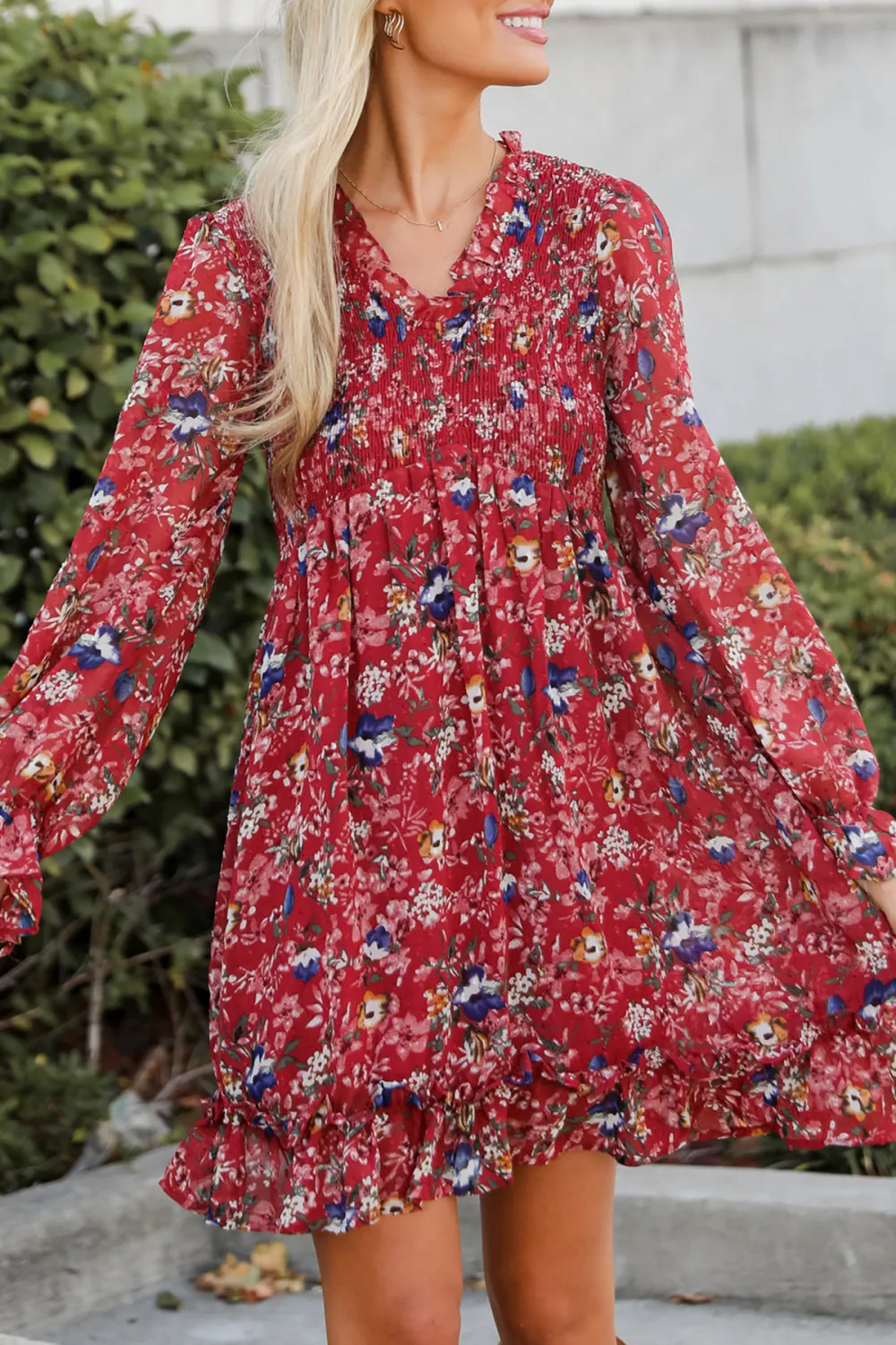 Darling Persuasion Burgundy Floral Mini Dress