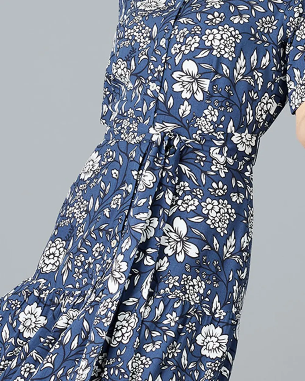 Blue Floral Print Maxi Dress