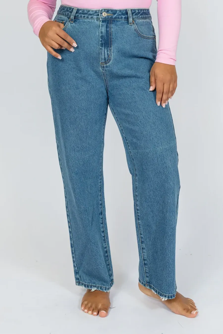 Medium Wash Straight Leg Mom Jeans