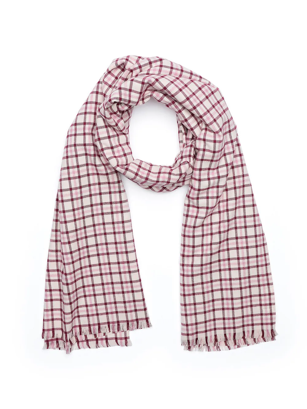 Retro Checkered Fringed Scarf