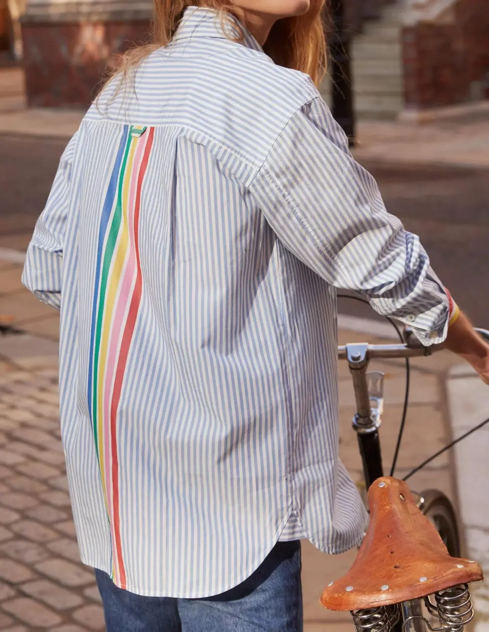 Gray Striped Pocket - Embellished Shirt