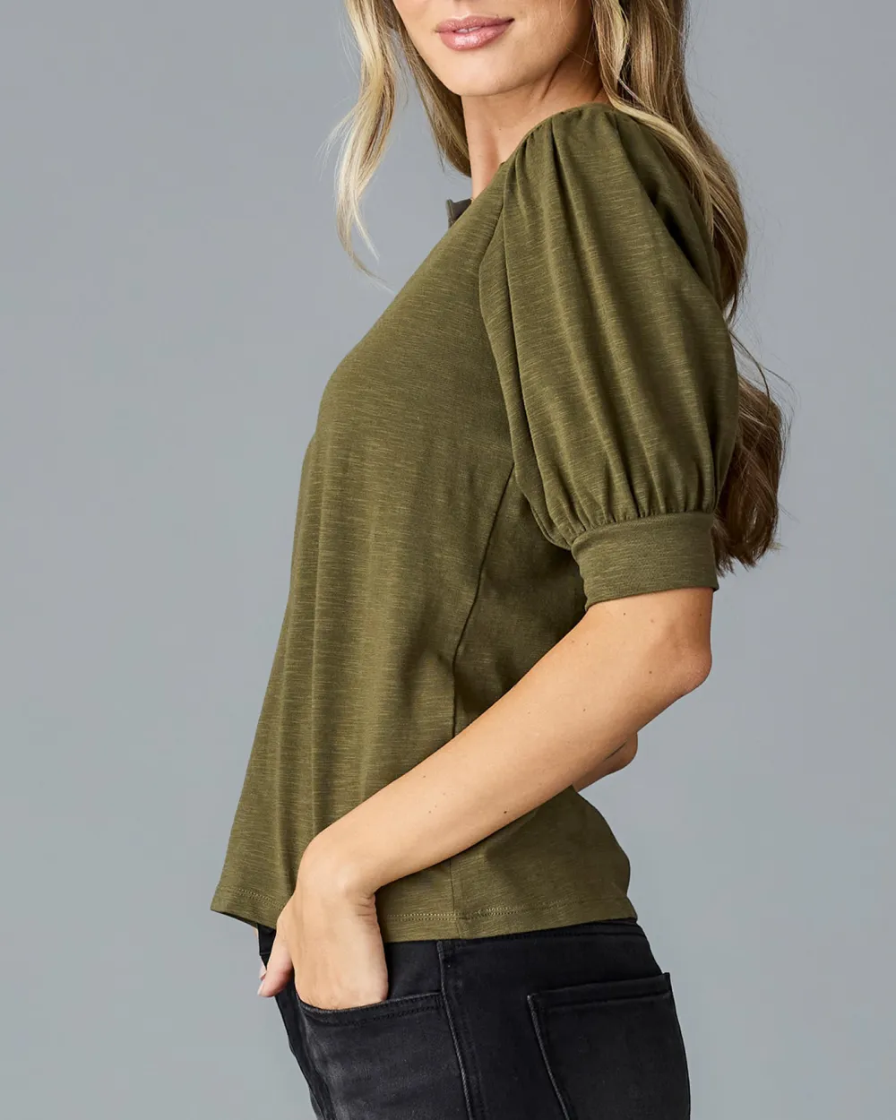 Fashionable Burnt Olive V Neck Blouse