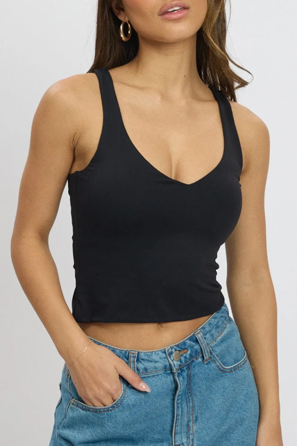 Black Tank Top V Neck Supersoft