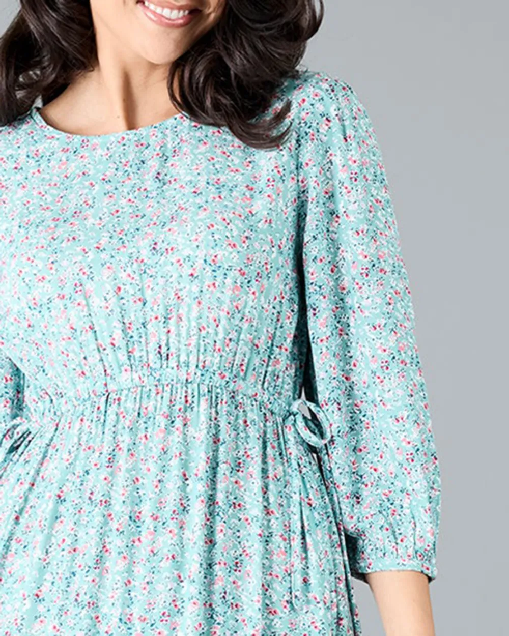 Blue Floral Print Tiered Maxi Dress