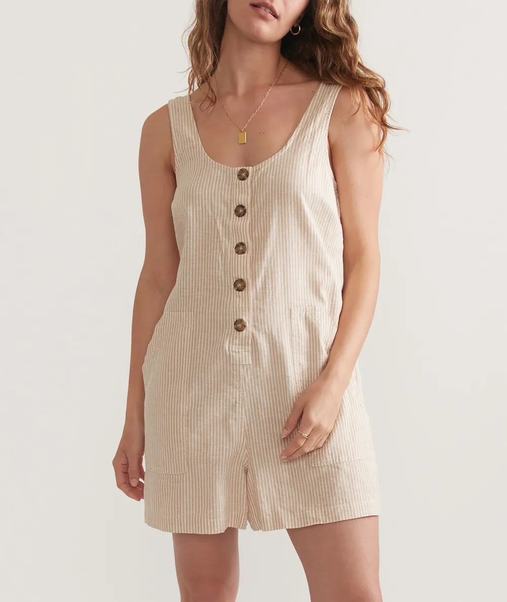 Button-Through Sleeveless Romper